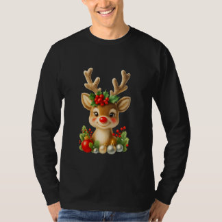 Camiseta Rena de Natal Fofa Ilustração 3D | Feriado