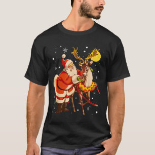 Camiseta Rena de Natal Retro Anos 50 Vintage Natal Mulheres