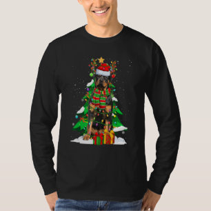 Camiseta Rena de Natal Rottweiler Cachorro Árvore de Natal