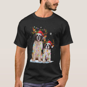 Camiseta Rena de São Bernardo Chapéu de Papai Noel Luzes de