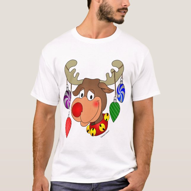 Camiseta Rena do Natal com ornamento (Frente)