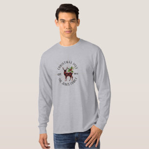 Camiseta Rena do Natal da xadrez do búfalo vermelho e pret
