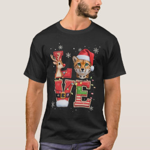 Camiseta Rena ELF Chapéu do Papai Noel Amor Guepardo Animal