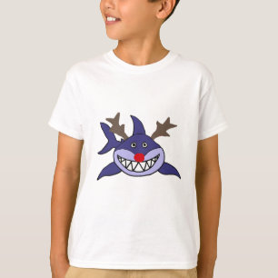 Camiseta Rena engraçada do tubarão do Natal