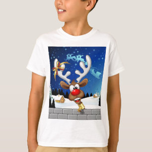Camiseta Rena Fofa Espiando Meme de Natal