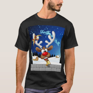 Camiseta Rena Fofa Espiando Meme de Natal