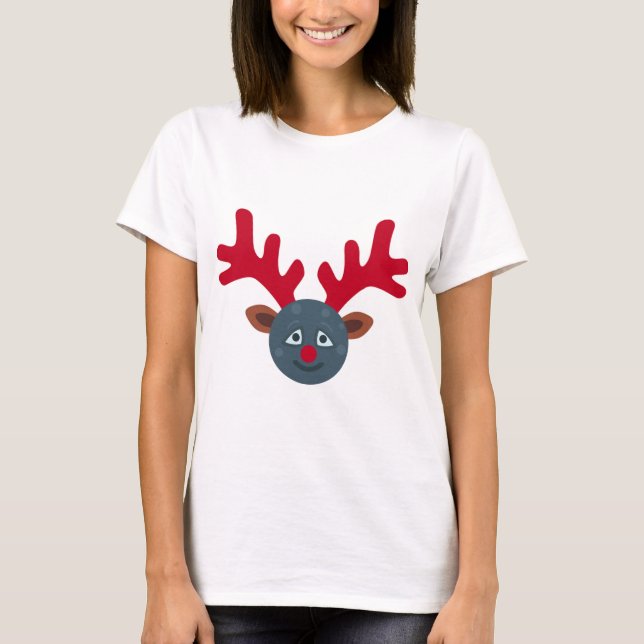 Camiseta rena lua emoji de natal (Frente)