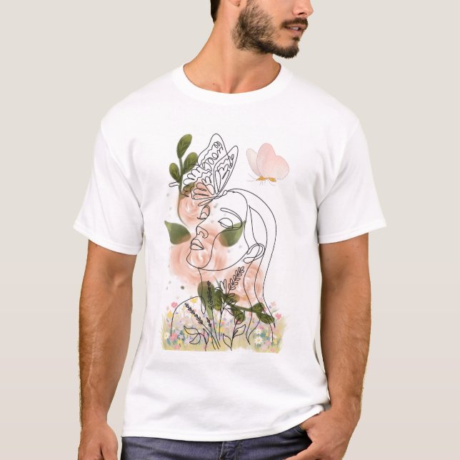Camiseta Renaissance florale – visage & papillon (Frente)