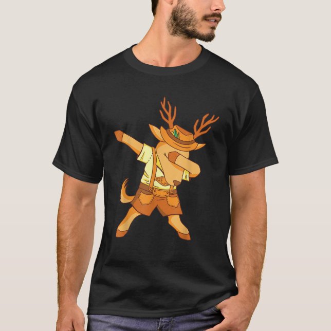 Camiseta Renas Dançantes Vestidas Com Roupas De Traje Bávar (Frente)