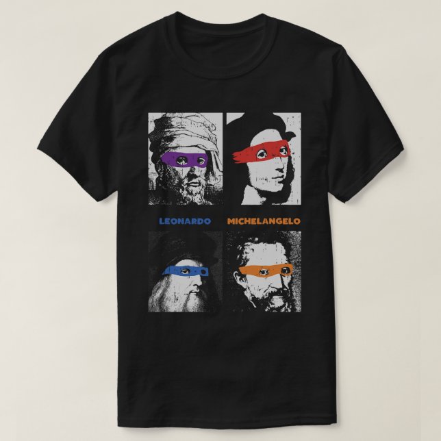 Camiseta Renascentista Ninja Artistas Engraçados Dizendo Po (Frente do Design)