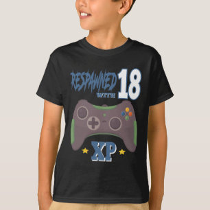 Camiseta Renascido Com 18 Xp Video Gamer Aniversário De 18 