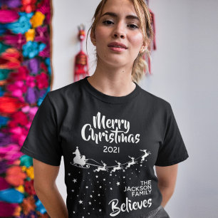 Camiseta Renascidos de trenó do Papai Noel de Natal família
