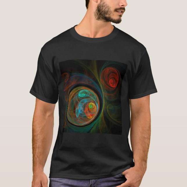 Camiseta Renascimento de Abstrato de Arte Azul (Frente)