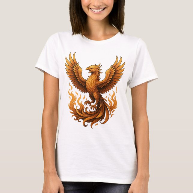 Camiseta Renascimento de Phoenix - Aumento do Dourado (Frente)