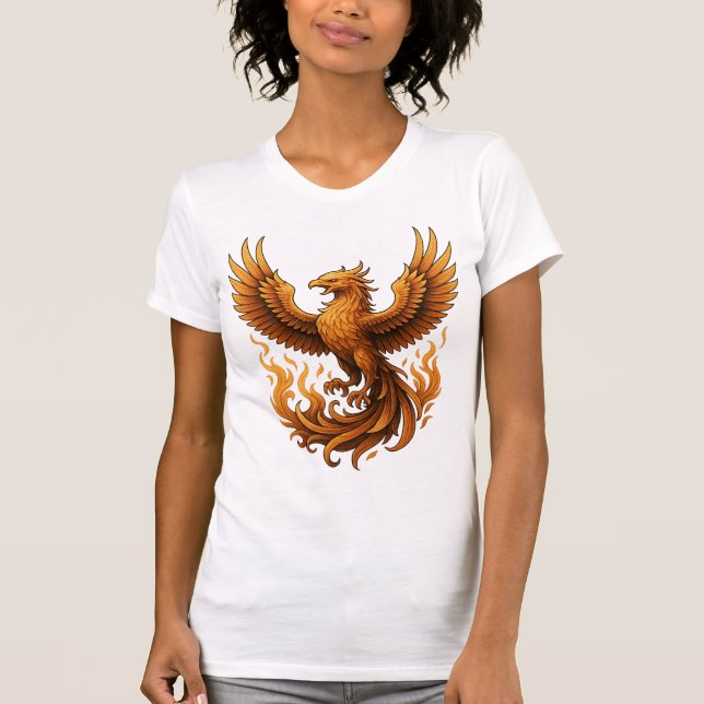 Camiseta Renascimento de Phoenix - Aumento do Dourado (Frente)