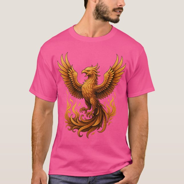 Camiseta Renascimento de Phoenix - Aumento do Dourado (Frente)