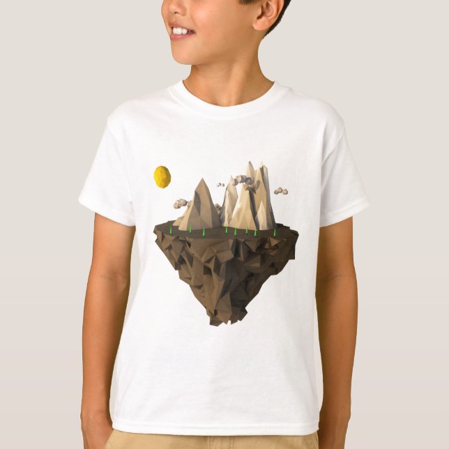 Camiseta renderização 3d de ilha flutuante baixa (Frente)
