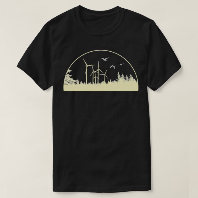 Camiseta renewable energy wind farm in the forest at sunset (Frente do Design)