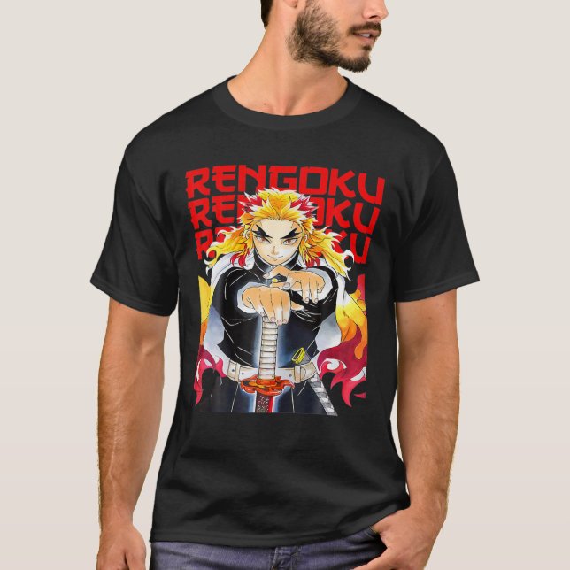 Camiseta Rengoku Funny Trabalho de arte Para Homens Mulhere (Frente)