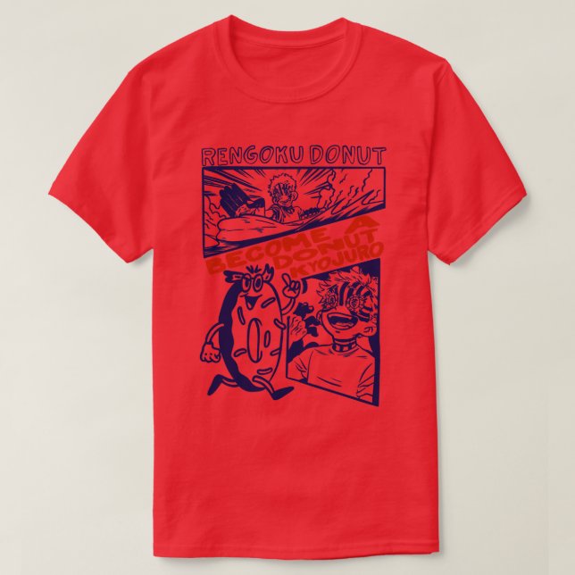 Camiseta rengoku rosquinha torna-se uma rosquinha kyojuro (Frente do Design)
