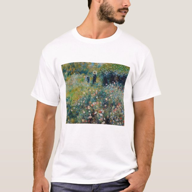 Camiseta Renoir - Mulher com Parasol num Jardim (Frente)