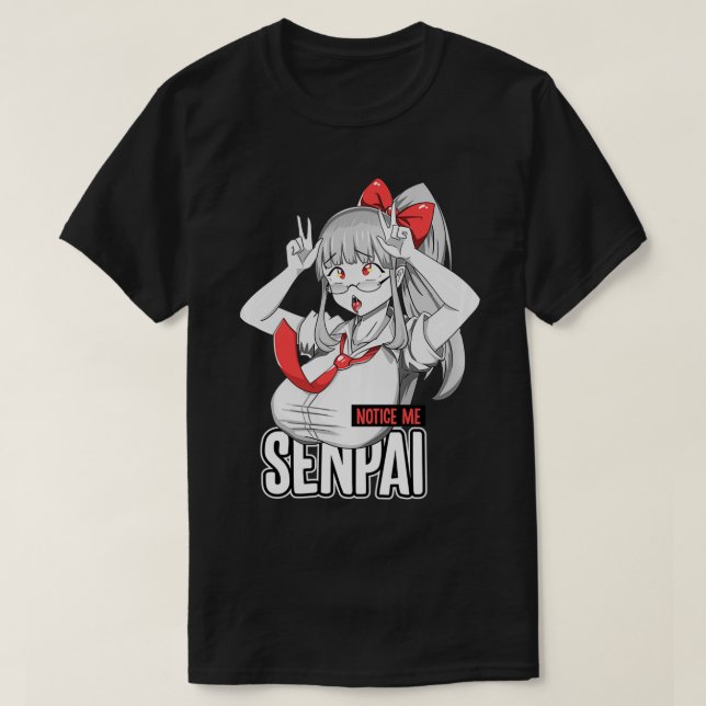 Camiseta Reparem-me que o senpai Ahegao encara a animadora  (Frente do Design)