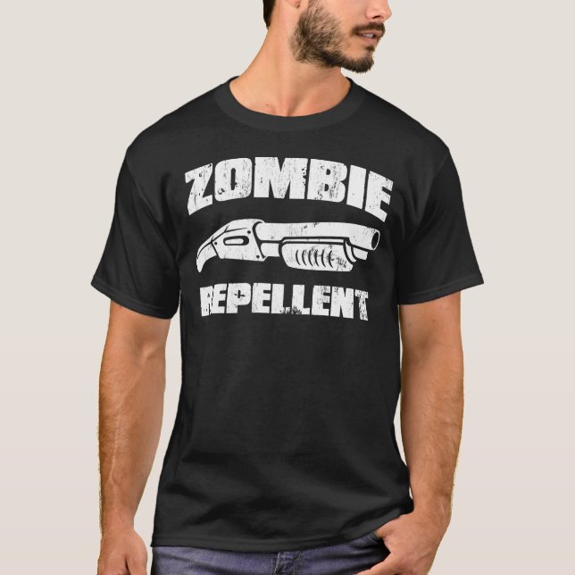 Camiseta repellent do zombi - a espingarda (Frente)