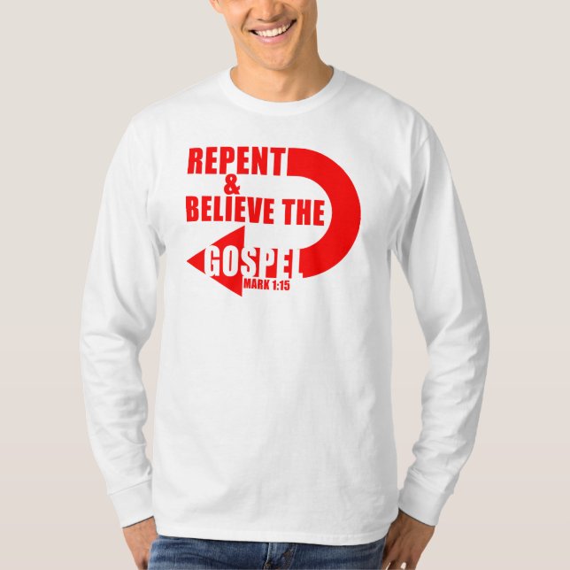 Camiseta Repente e acredite no Evangelho: Jesus fé cristã (Frente)