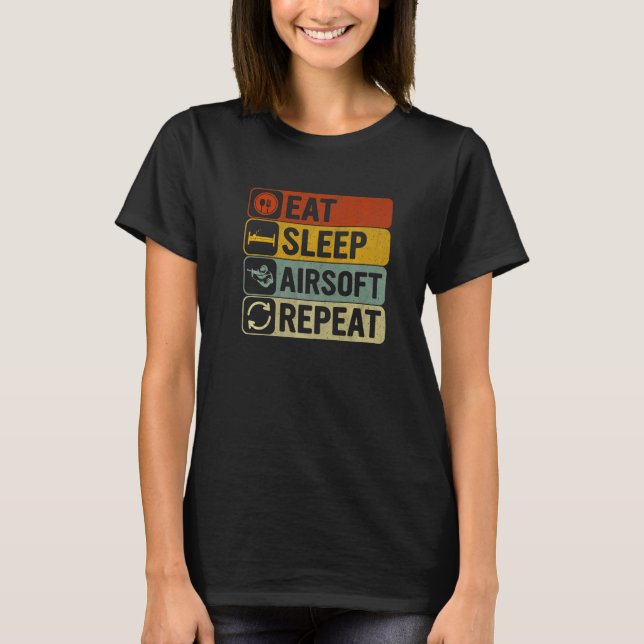 Camiseta Repetição da Airsoft Sleep Retro 60s 70s Esporte (Frente)