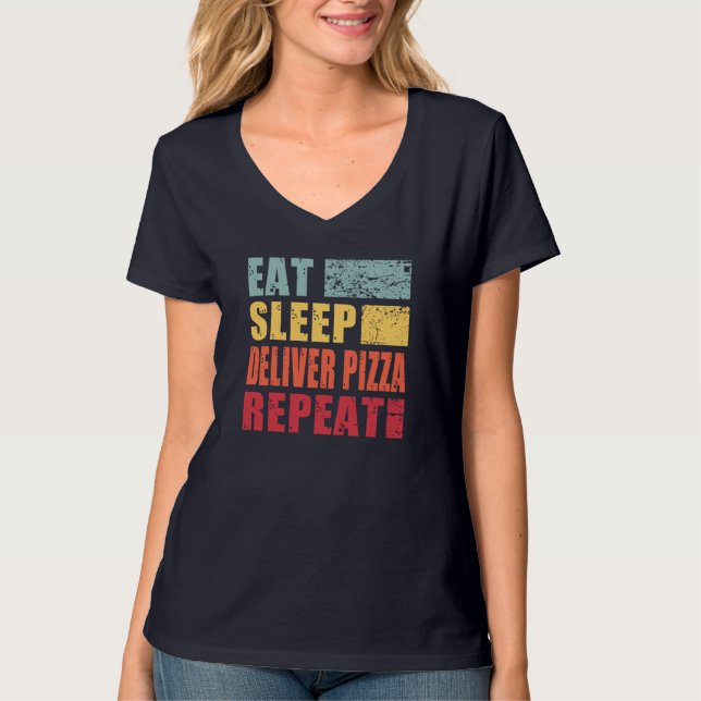 Camiseta Repetição da pizza de Comida de entrega de repouso (Frente)