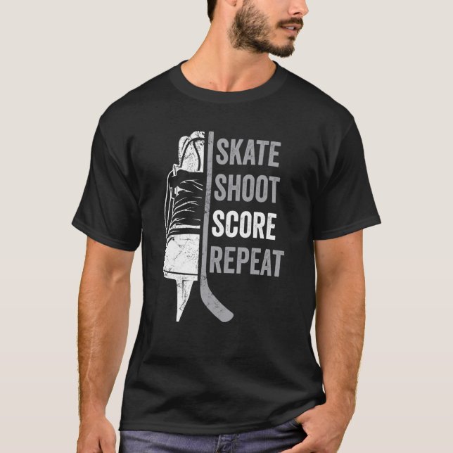 Camiseta Repetição da Pontuação do Skate do Jogador de Hóqu (Frente)