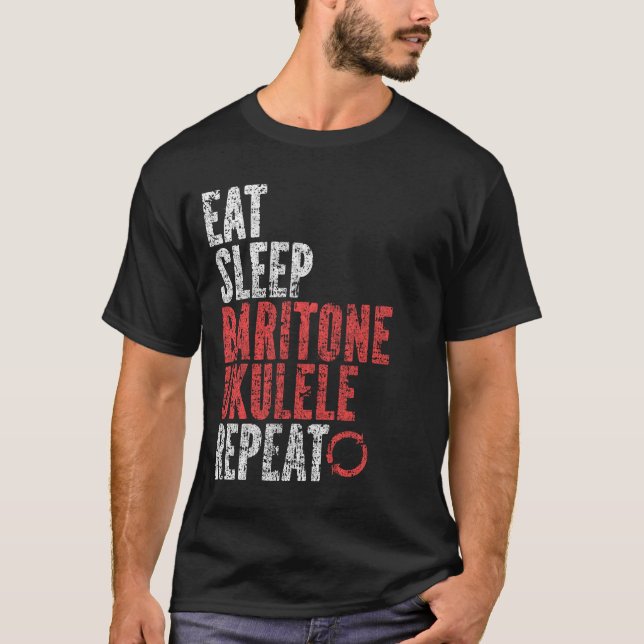 Camiseta Repetição de Baritone Ukulele no Sono (Frente)
