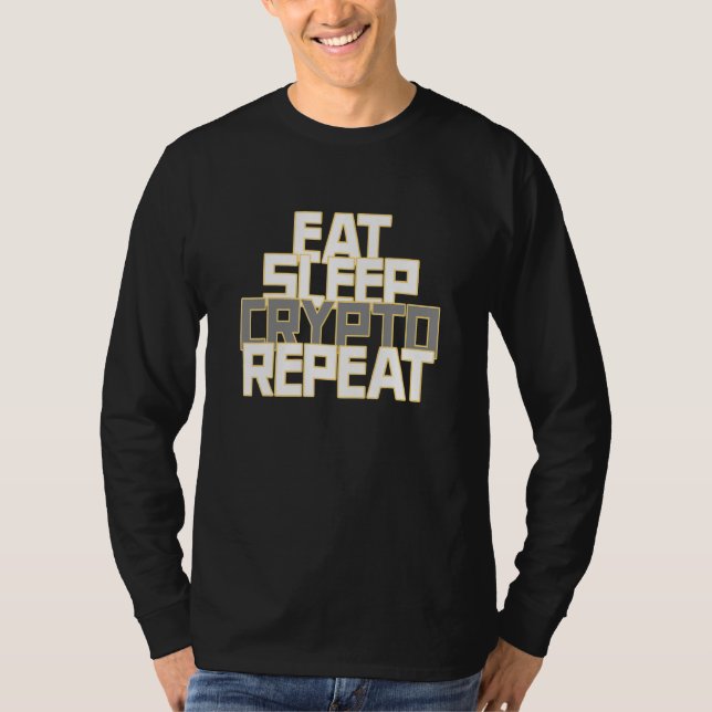 Camiseta Repetição de Criptografia De Sono Para Crypto (Frente)