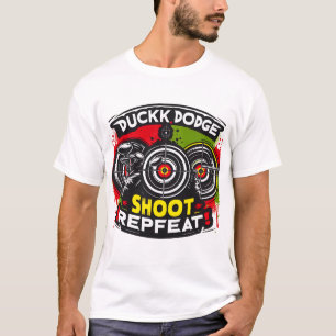 Camiseta Repetição de Disco de Pato Paint Ball Shooter