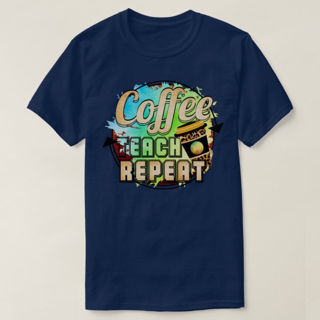 Camiseta Repetição de Ensino do Café1 (Frente do Design)