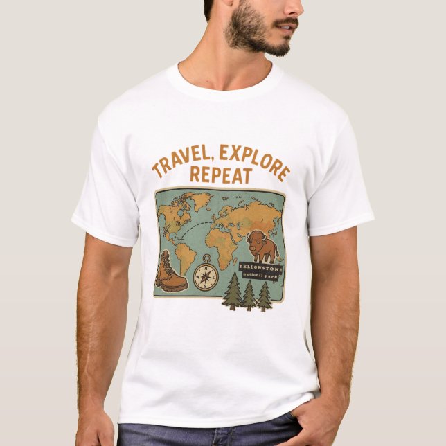 Camiseta Repetição de exploração de viagem - Parque Naciona (Frente)