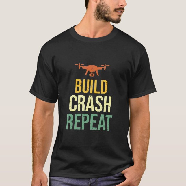 Camiseta Repetição de falhas de construção de pilha de dron (Frente)
