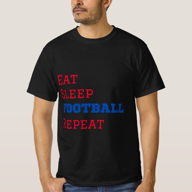 Camiseta Repetição de futebol do Eat Sleep (Frente)