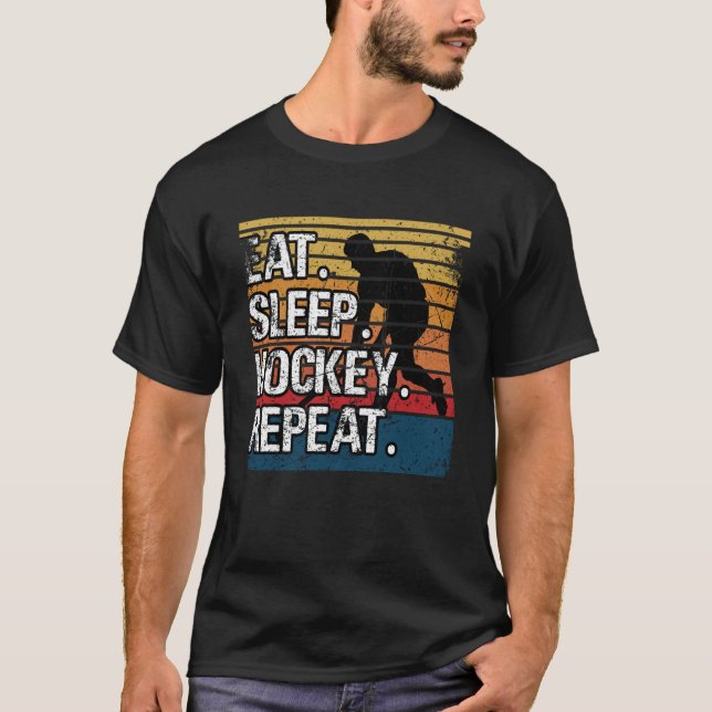 Camiseta Repetição de Hockey com Comida com Hóquei Retro Vi (Frente)