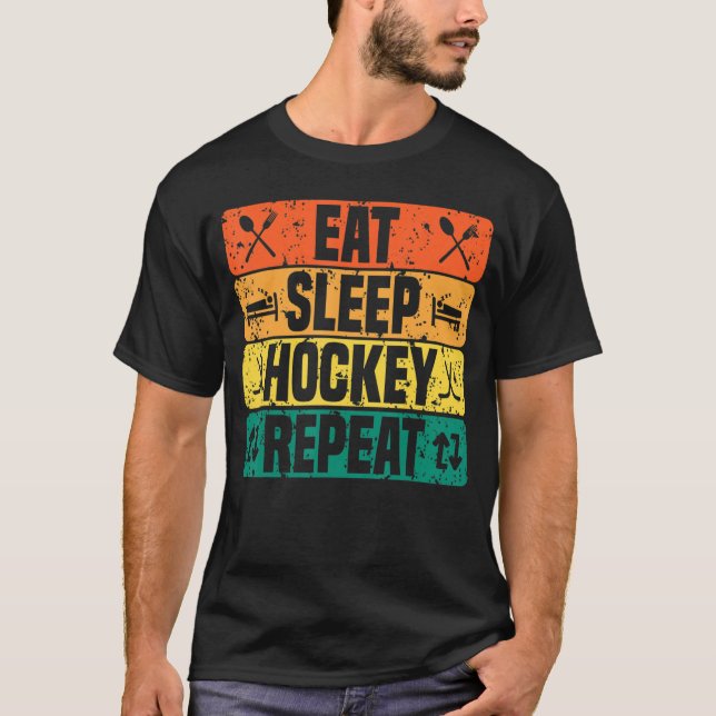Camiseta Repetição de Hockey com Sono Retrair Vintage (Frente)