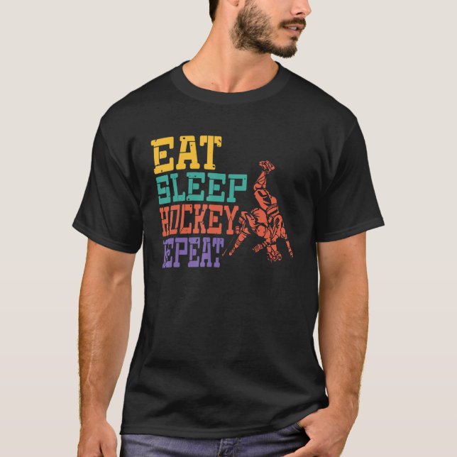 Camiseta Repetição de Hockey com Sono Retrair Vintage (Frente)