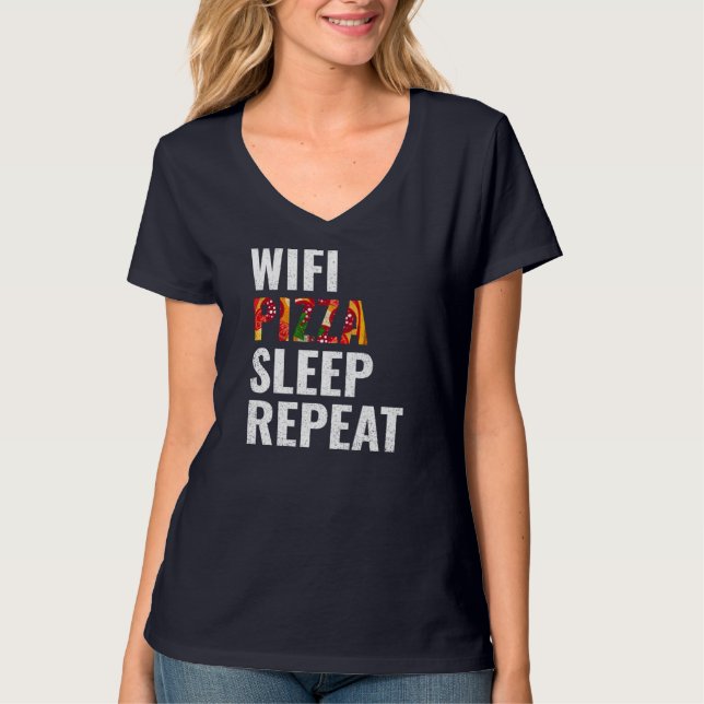 Camiseta Repetição de pizza wifi (Frente)