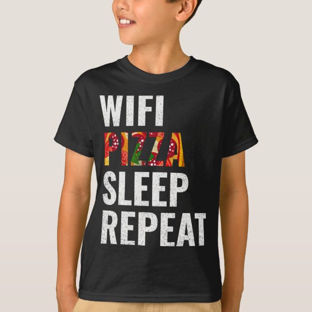 Camiseta Repetição de pizza wifi (Frente)