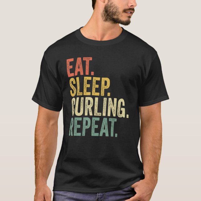 Camiseta Repetição de Repetição de Curling Retro 70s 80s Cu (Frente)