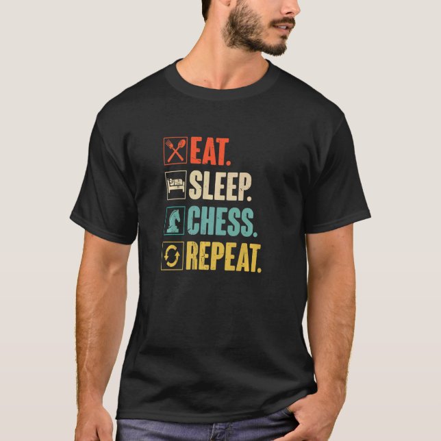 Camiseta Repetição do Xadrez de Sono Retrorando o Xadrez de (Frente)