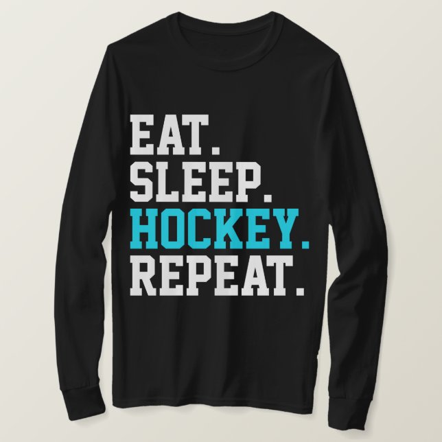 Camiseta Repetições de Hockey com Sono - Amantes de Hóquei (Frente do Design)