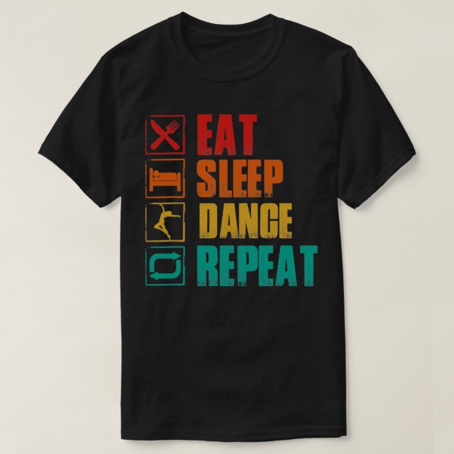 Camiseta Repetir a dança do sono (Frente do Design)