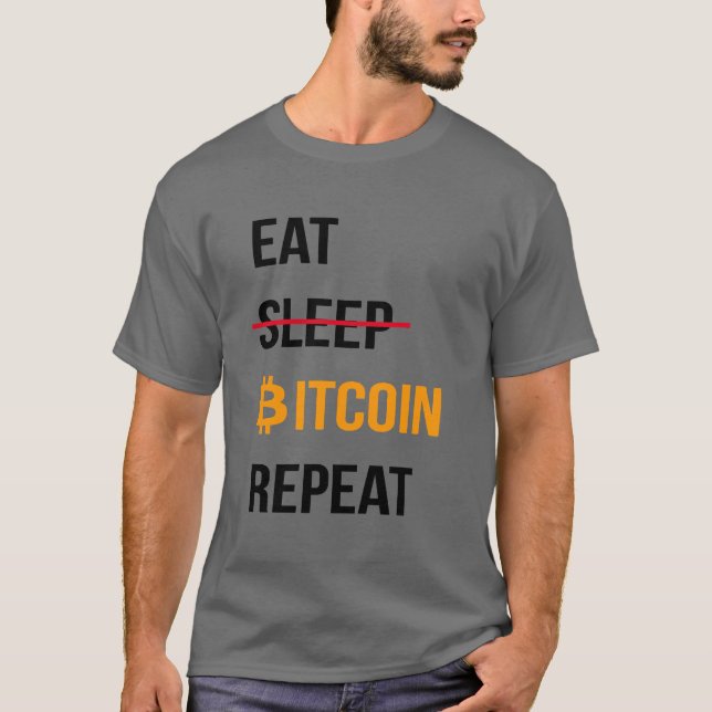 Camiseta Repetir a Repetição de Bitmoeda Sem Sono (Frente)