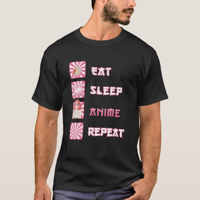 Camiseta Repetir animação de repouso | Anime Manga Funny Ja (Frente)