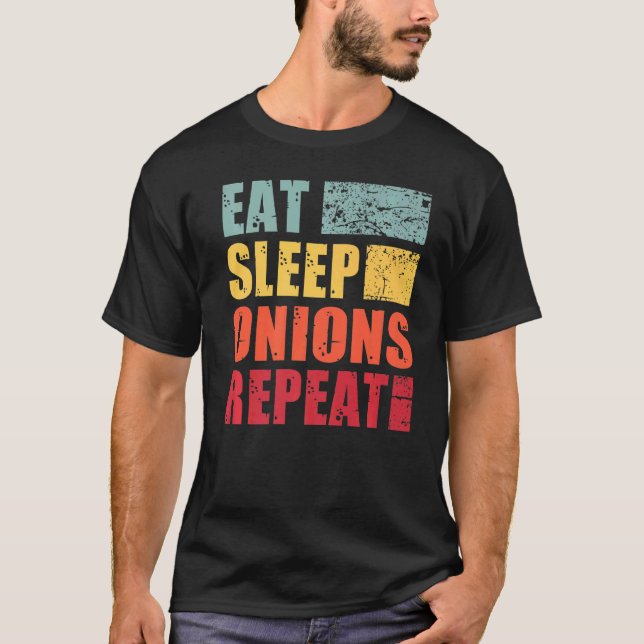 Camiseta Repetir as cebolas de repouso (Frente)